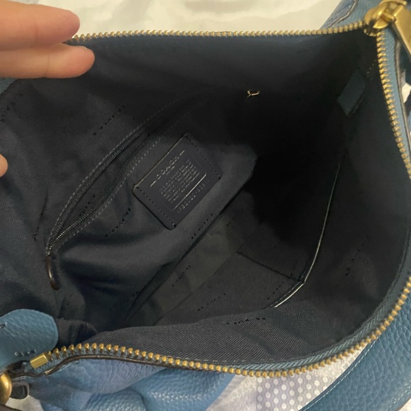 Coach Teal Blue Pebbled Leather Shoulder Bag with Gold Hardware - Picture 5 of 5